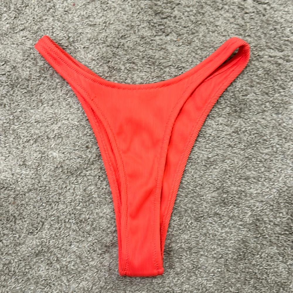 kulani kinis watermelon ribbed high waisted thong bottom size large